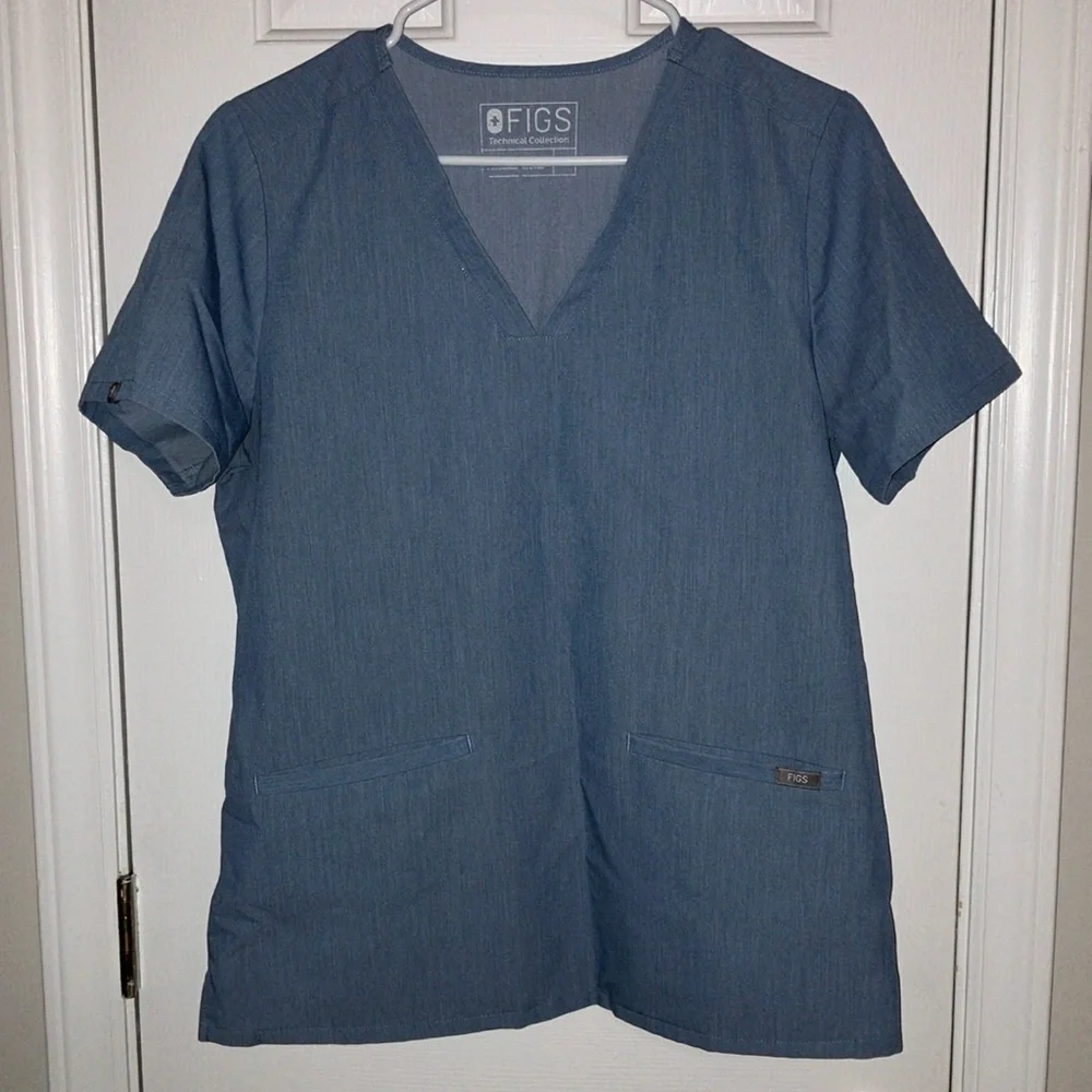 Figs Medium Casma Top in Heather Indigo - Picture 1 of 3